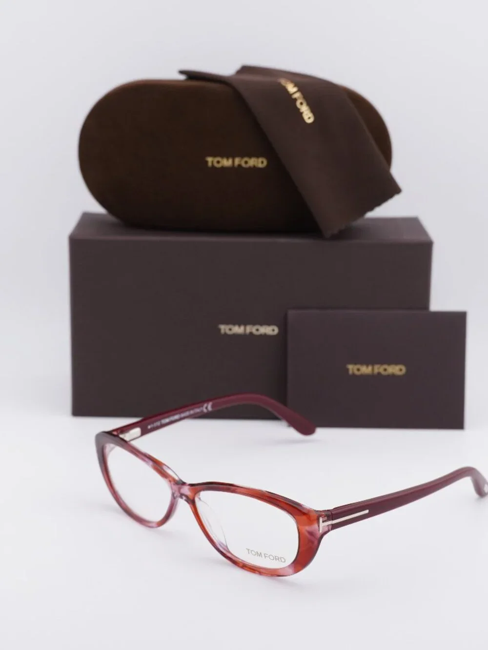 Tom Ford FT5226 068 Oval Eyeglasses - Transparent Stripped Red 54mm